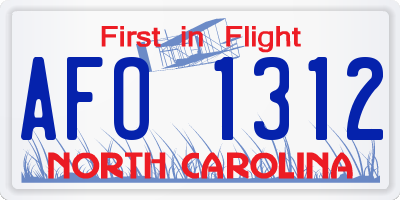 NC license plate AFO1312