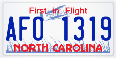 NC license plate AFO1319