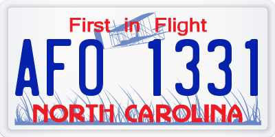 NC license plate AFO1331