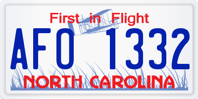 NC license plate AFO1332