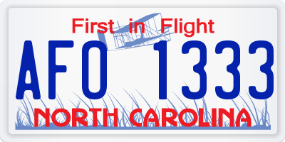 NC license plate AFO1333