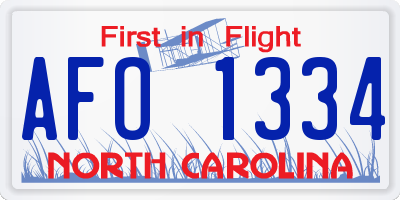 NC license plate AFO1334