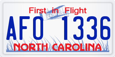 NC license plate AFO1336