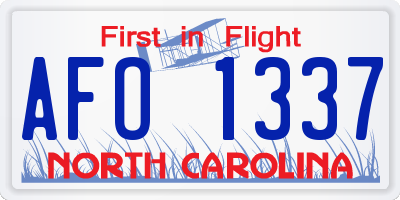 NC license plate AFO1337