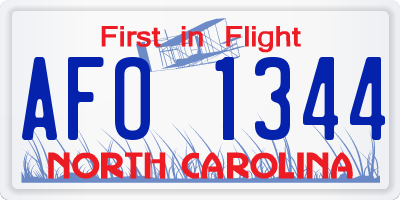 NC license plate AFO1344