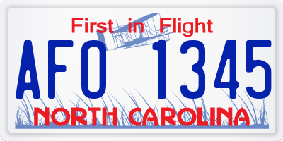NC license plate AFO1345