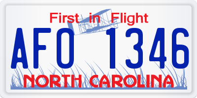 NC license plate AFO1346