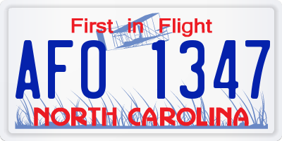 NC license plate AFO1347
