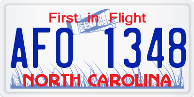NC license plate AFO1348
