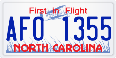 NC license plate AFO1355