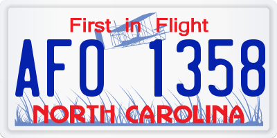 NC license plate AFO1358