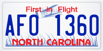 NC license plate AFO1360