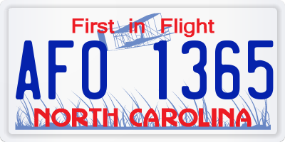 NC license plate AFO1365