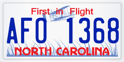 NC license plate AFO1368
