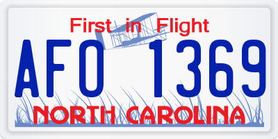NC license plate AFO1369