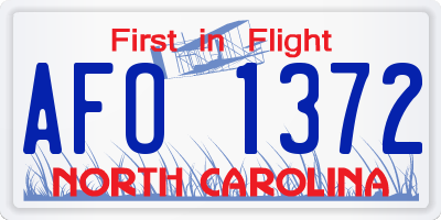 NC license plate AFO1372