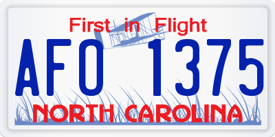 NC license plate AFO1375