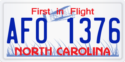 NC license plate AFO1376