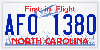 NC license plate AFO1380
