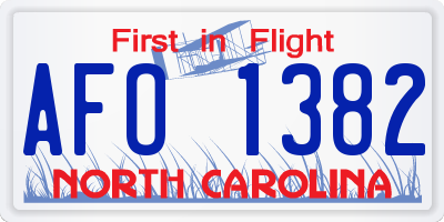 NC license plate AFO1382