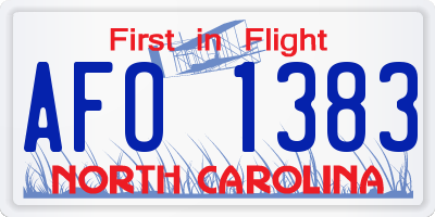 NC license plate AFO1383