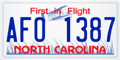 NC license plate AFO1387