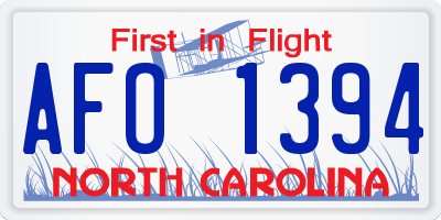 NC license plate AFO1394