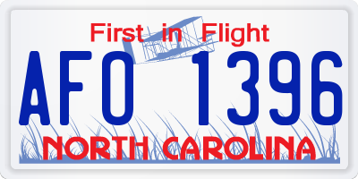 NC license plate AFO1396