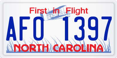 NC license plate AFO1397