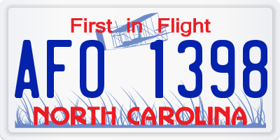 NC license plate AFO1398