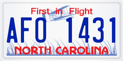 NC license plate AFO1431