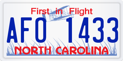 NC license plate AFO1433