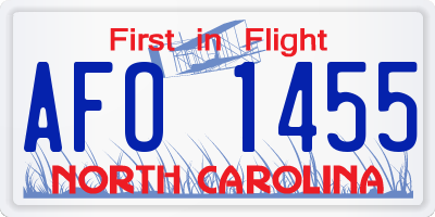 NC license plate AFO1455