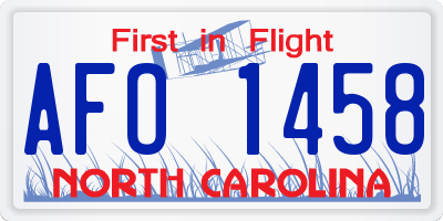 NC license plate AFO1458