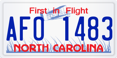 NC license plate AFO1483