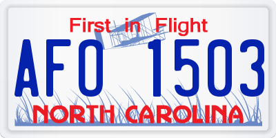 NC license plate AFO1503