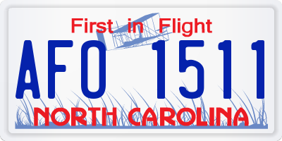 NC license plate AFO1511