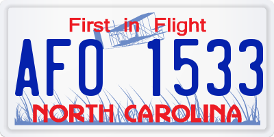 NC license plate AFO1533