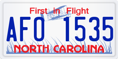 NC license plate AFO1535