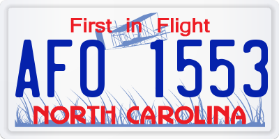 NC license plate AFO1553