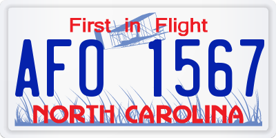 NC license plate AFO1567