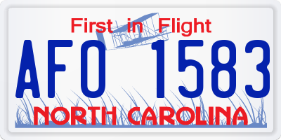 NC license plate AFO1583