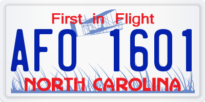 NC license plate AFO1601