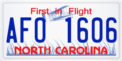 NC license plate AFO1606