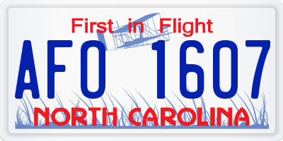 NC license plate AFO1607