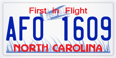 NC license plate AFO1609