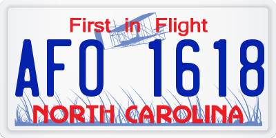 NC license plate AFO1618