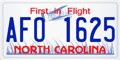 NC license plate AFO1625
