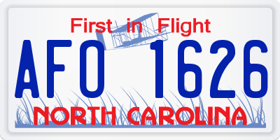 NC license plate AFO1626