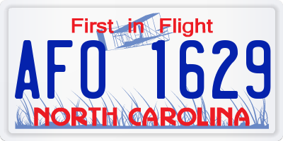 NC license plate AFO1629